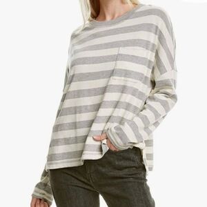 NWOT Michael Stars Women's Reece Rugby Stripe Boxy Top Grey XS